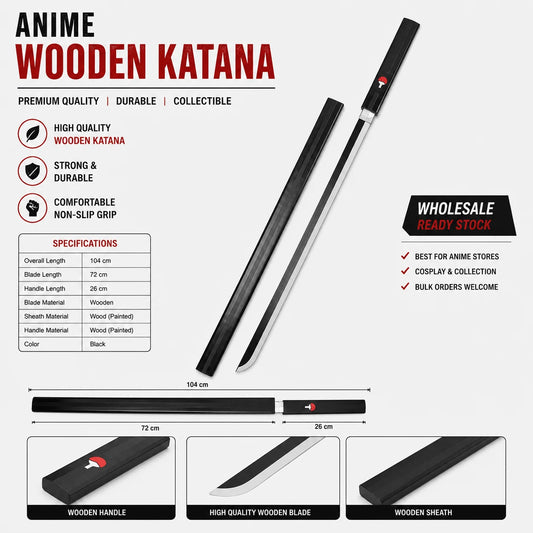 Sasuke Wooden Katana | Black 104cm