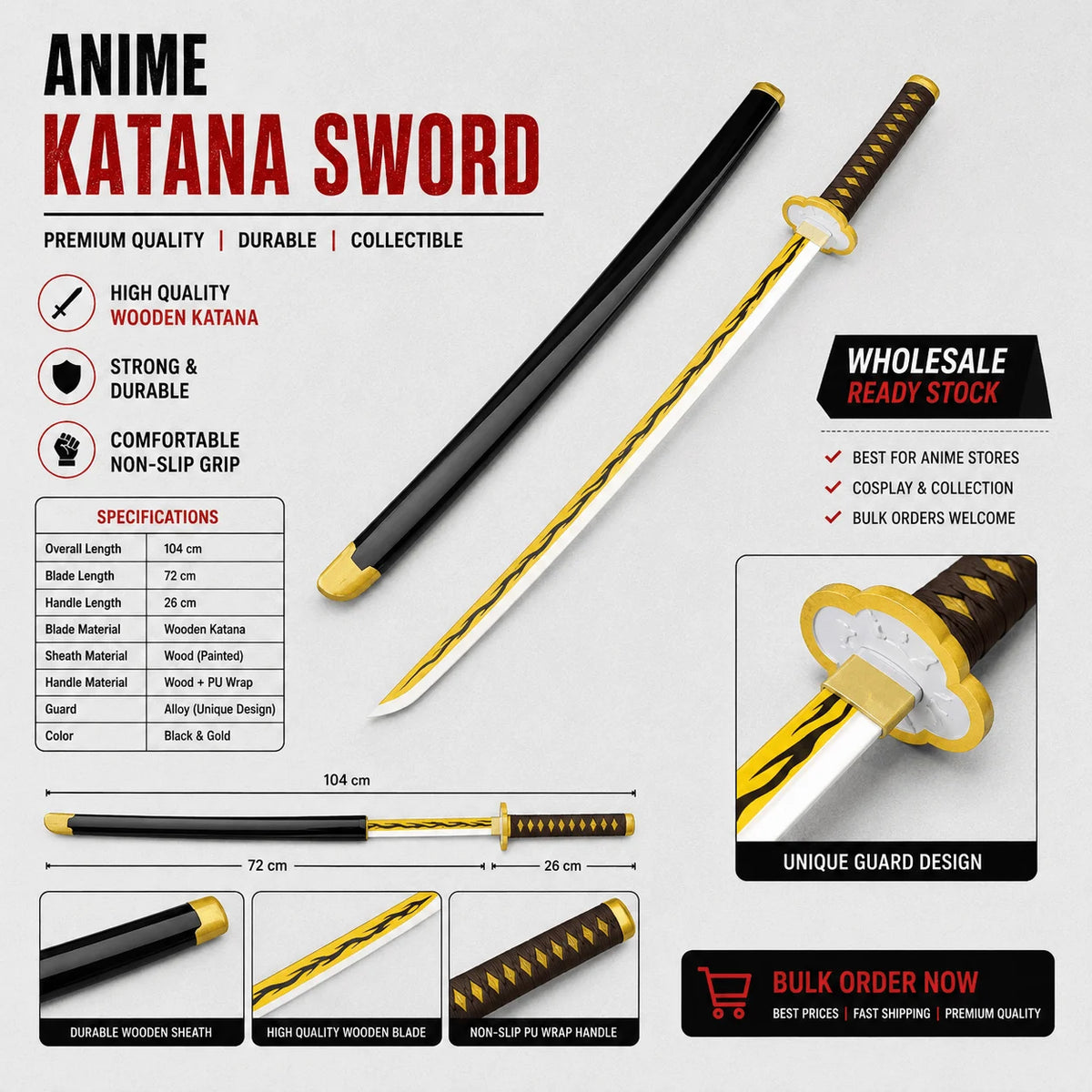 Kaigaku Wooden Katana 104cm
