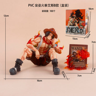 Fire Fist Ace Sitting and Wanted Poster Combo