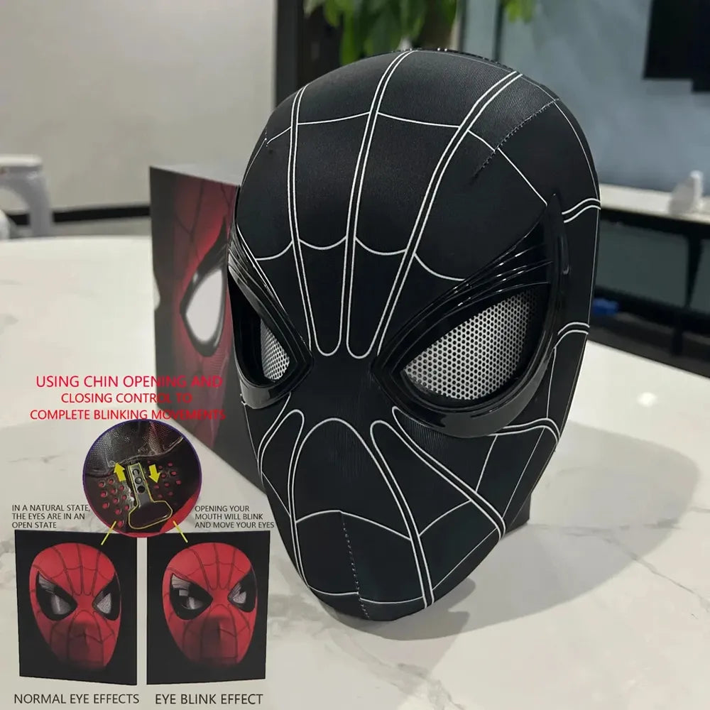 Black Spider Man Mask with Jaw Control
