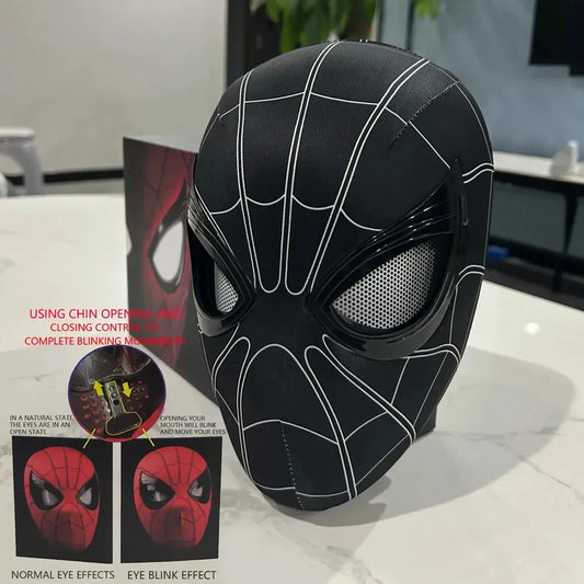Black Spider Man Mask with Jaw Control
