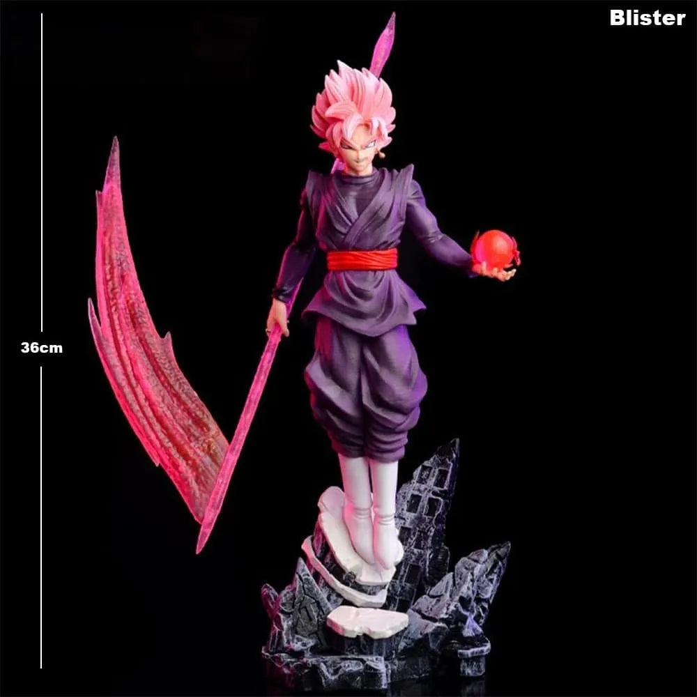 Black Goku Standing On Stone Figure