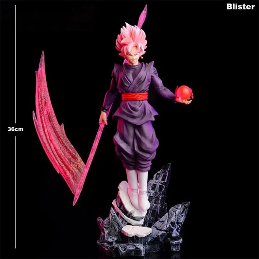 Black Goku Standing On Stone Figure